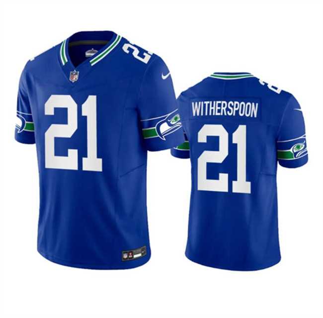 Men & Women & Youth Seattle Seahawks #21 Devon Witherspoon Royal 2023 F.U.S.E. Throwback Vapor Limited Stitched Jersey